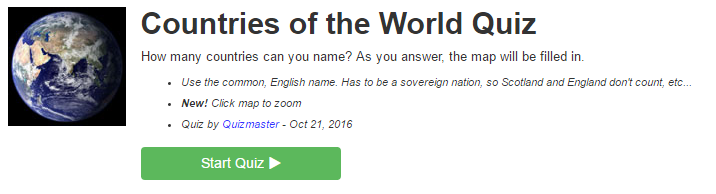 Buzzfeed Quiz Countries of the World