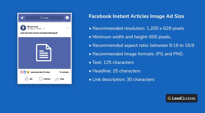Facebook Instant Articles Image Ad Size