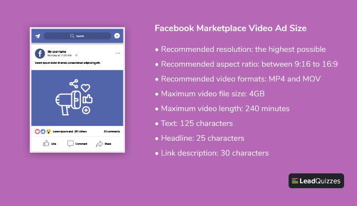 Facebook Marketplace Video Ad Size