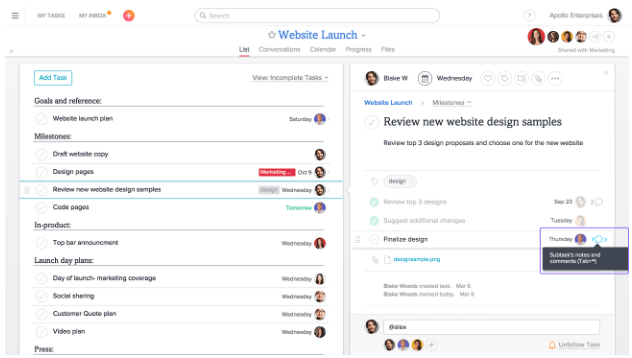 asana subtasks