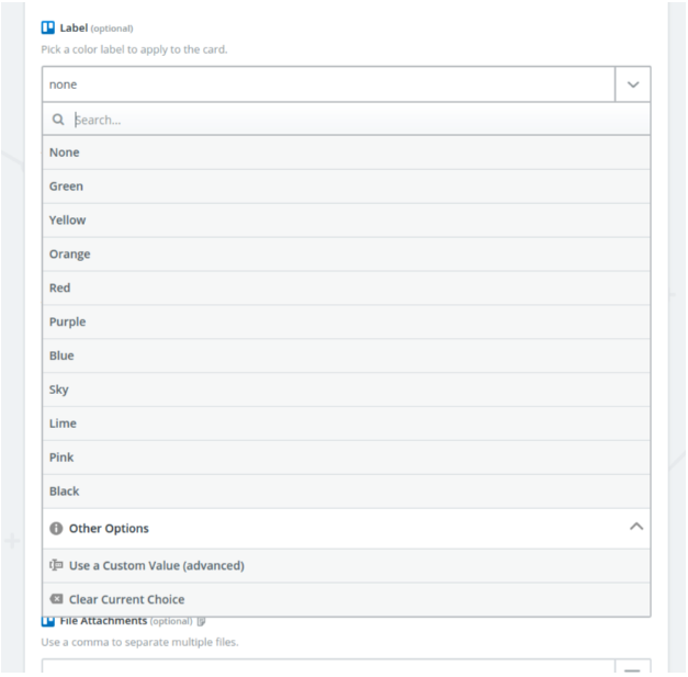 Trello labels in Zapier
