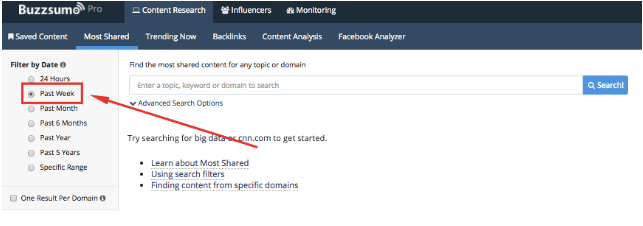buzzsumo filter by date