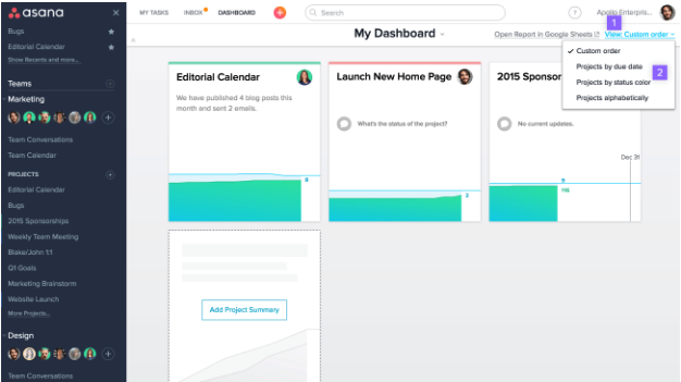 asana my dashboard