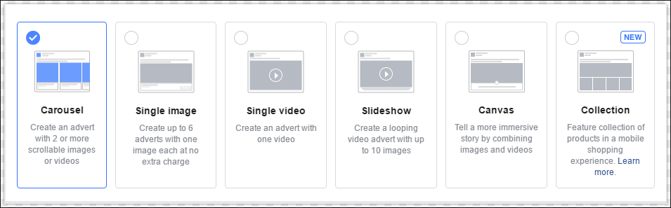 Facebook ad formats