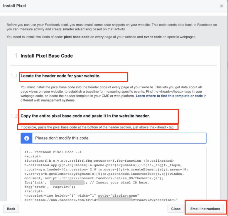instal facebook pixel