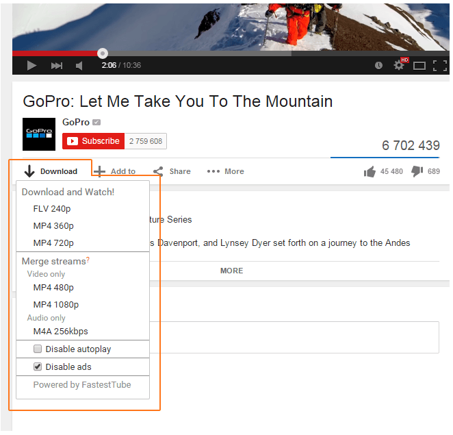 FastestTube downloader.