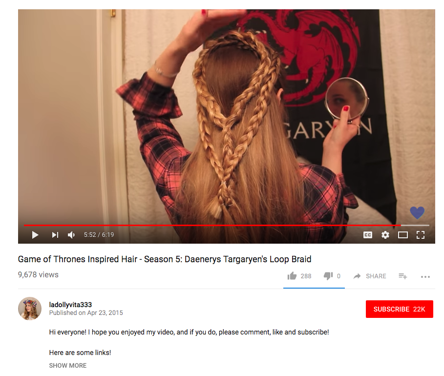 Content creators earn money from their YouTube videos. (Source: YouTube/ladollyvita333)