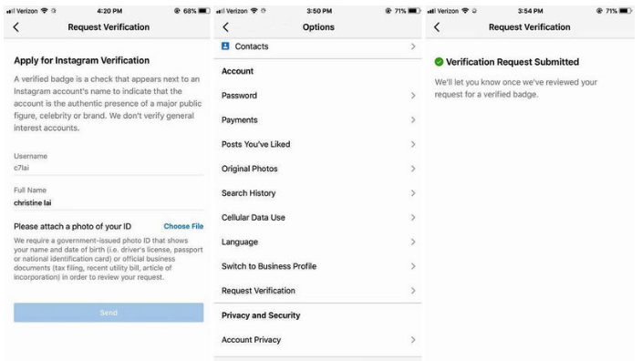 Instagram Apply for Verification