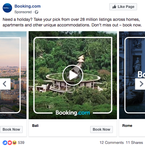 facebook carousel ad