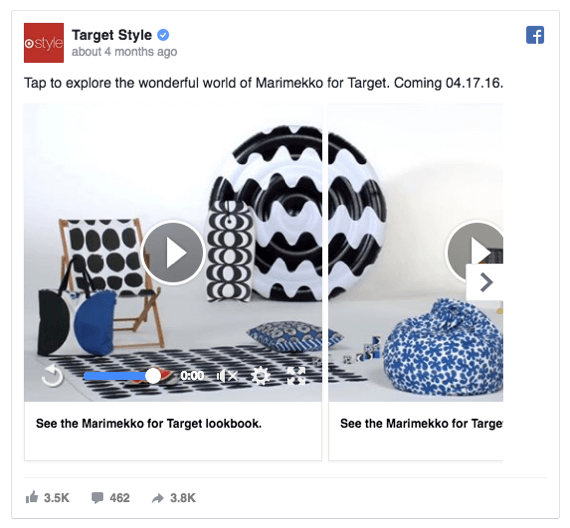 Facebook carousel ad