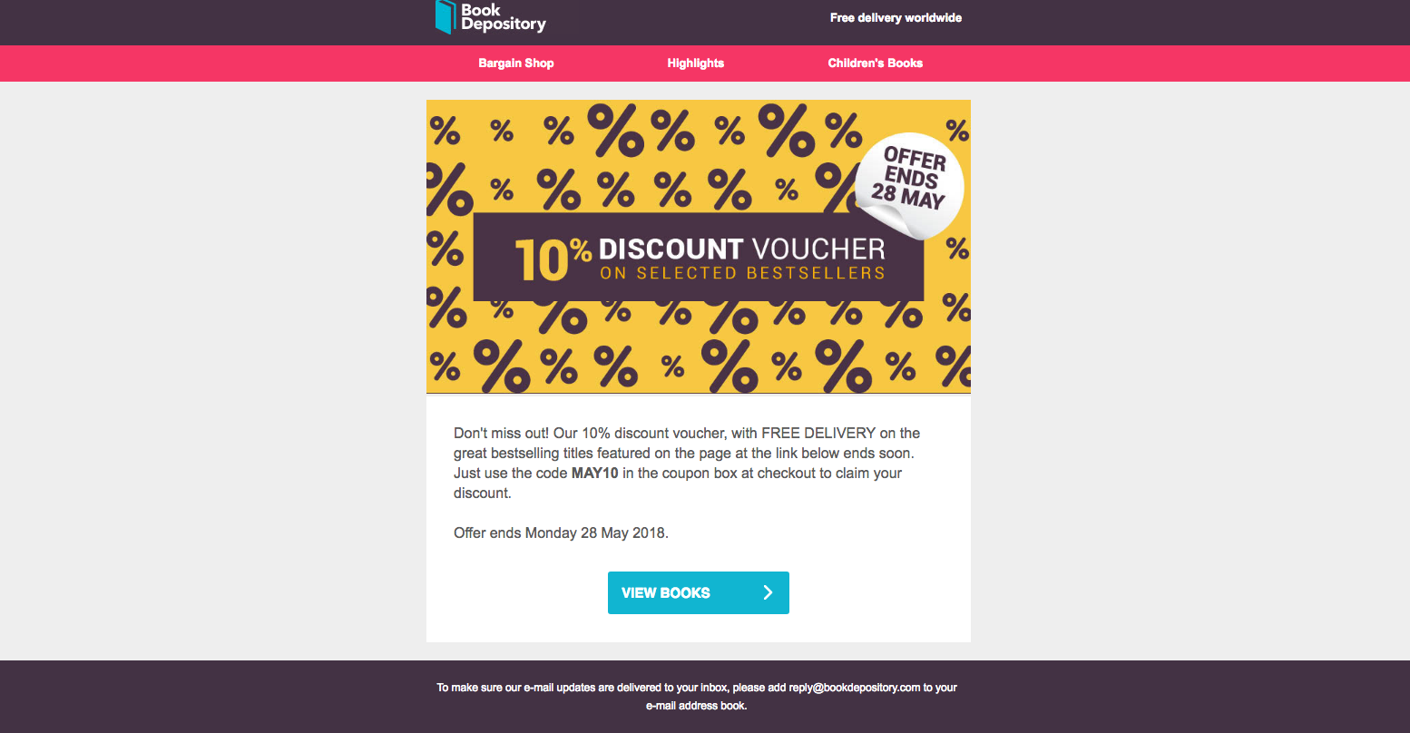 Automated email from Book Depository