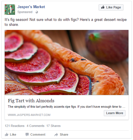 Facebook desktop newsfeed ad