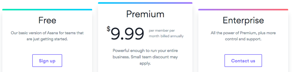 Asana pricing