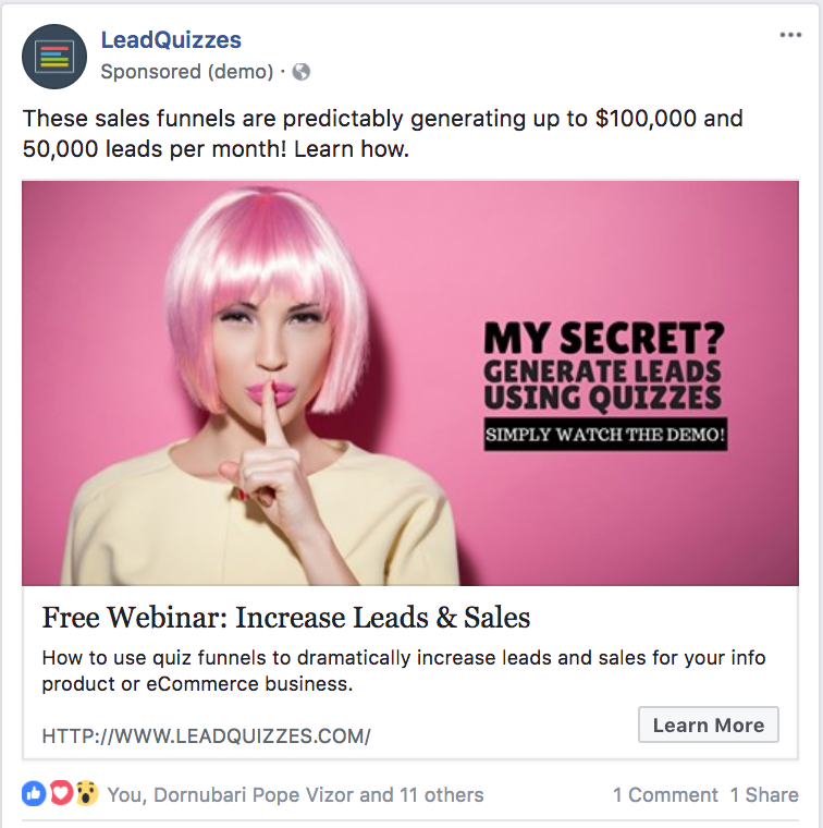 Facebook Ad LeadQuizzes 2