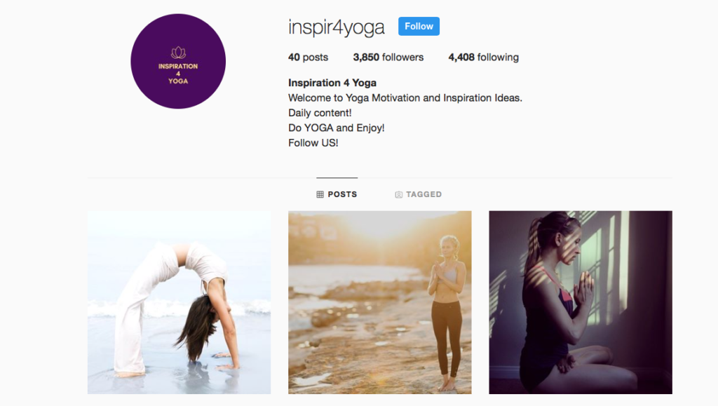 Yoga Instagram account