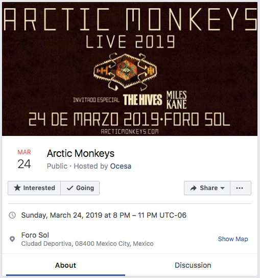 Arctic Monkeys FB Event