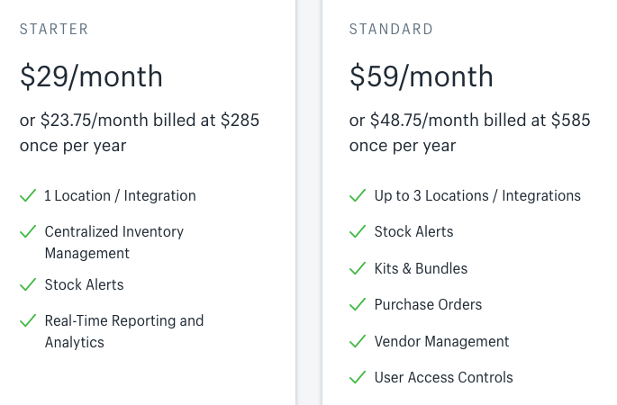 Shopventory pricing