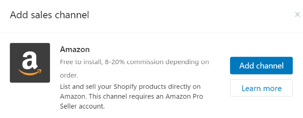 add amazon sales channel shopify