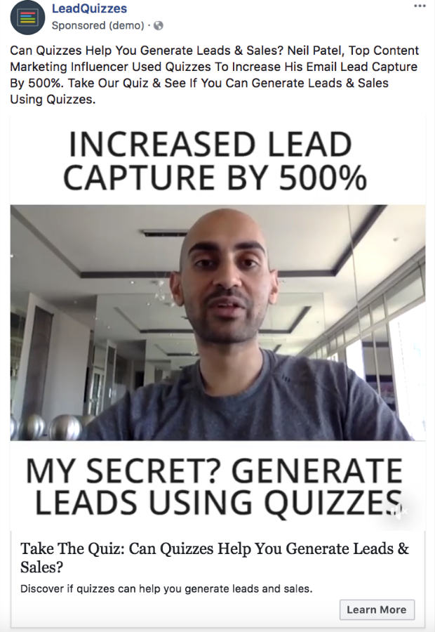 Neil Patel LeadQuizzes Testimonial