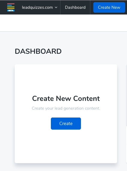 LeadQuizzes Create New Content