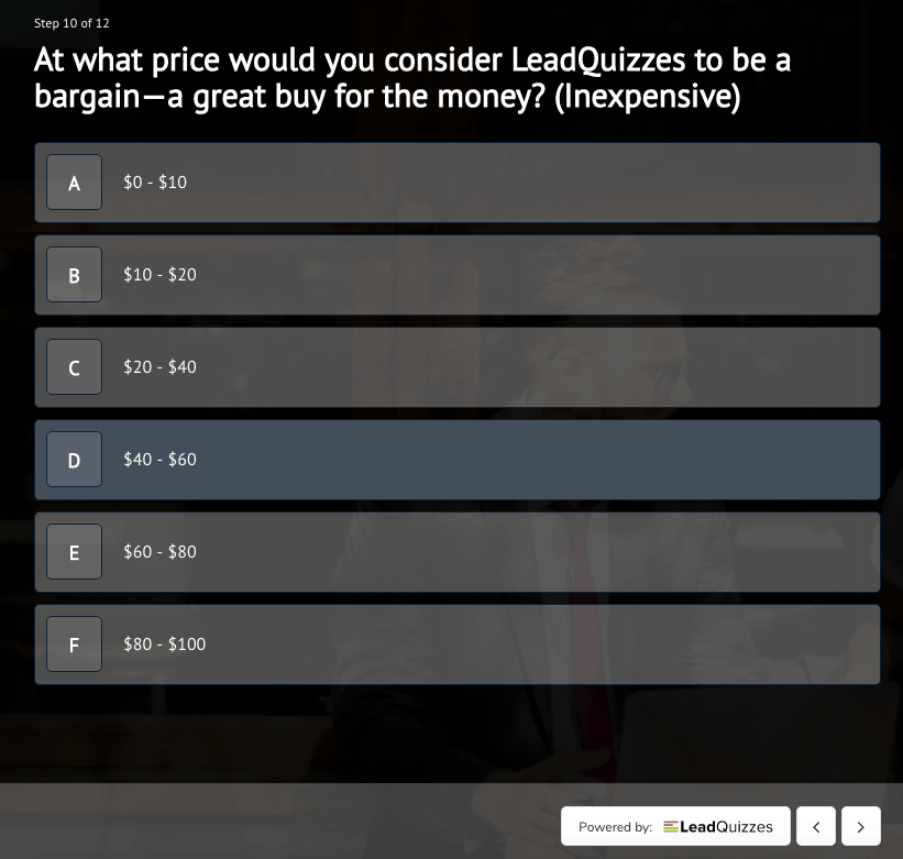 LeadQuizzes Survey Question