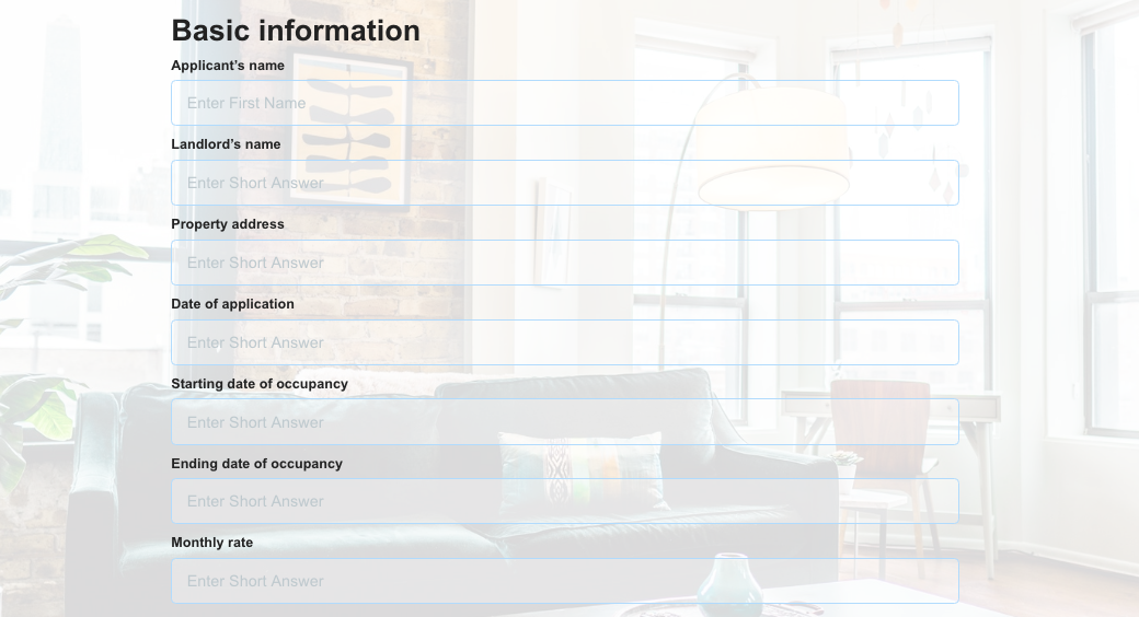 rental application form basic info