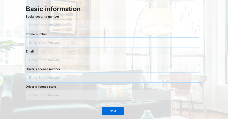 rental application form basic info 2