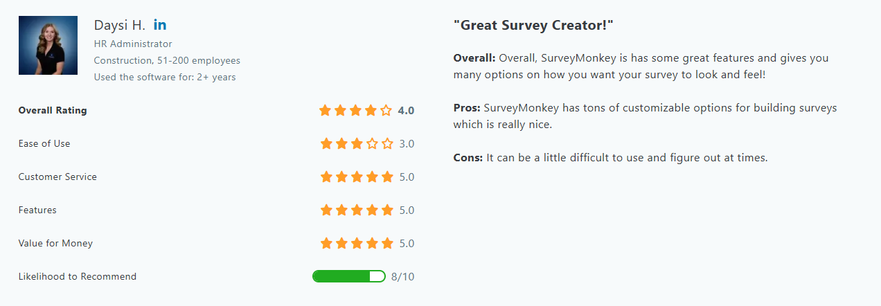 SurveyMonkey customer opinion
