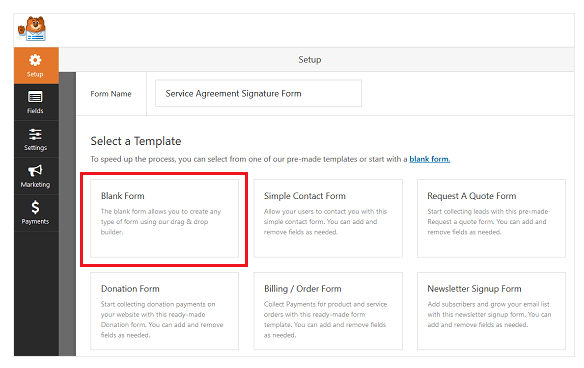 WPForms dashboard