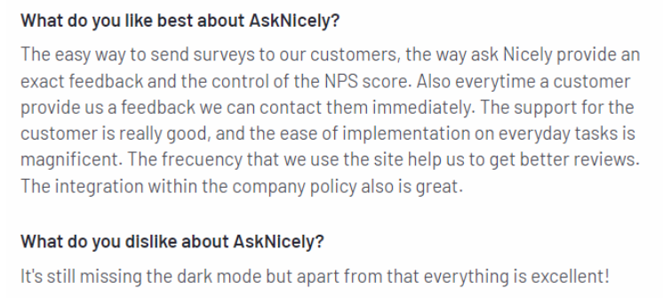 AskNicely customer opinion