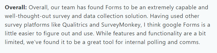 Google Forms customer opinion