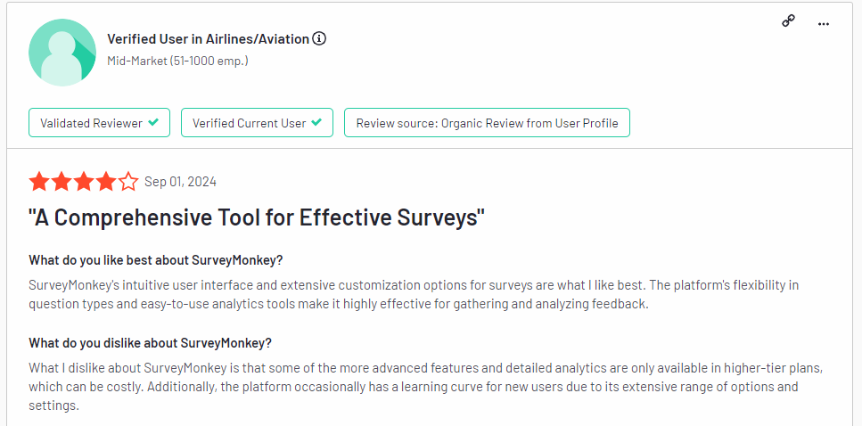 SurveyMonkey customer opinion