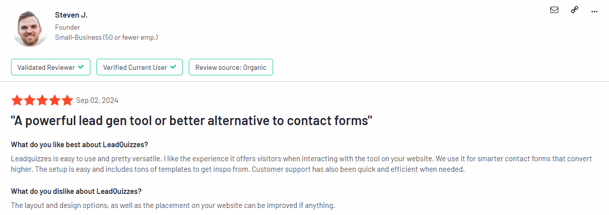 LeadQuizzes user opinion
