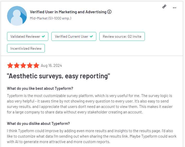 Typeform customer opinion