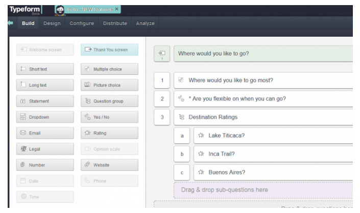 Typeform dashboard