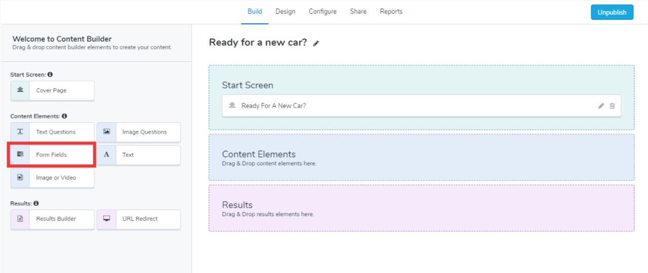 Access LeadQuizzes’ form builder