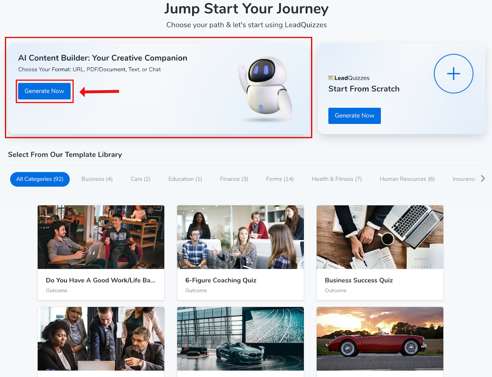 Design your quiz with AI and LeadQuizzes