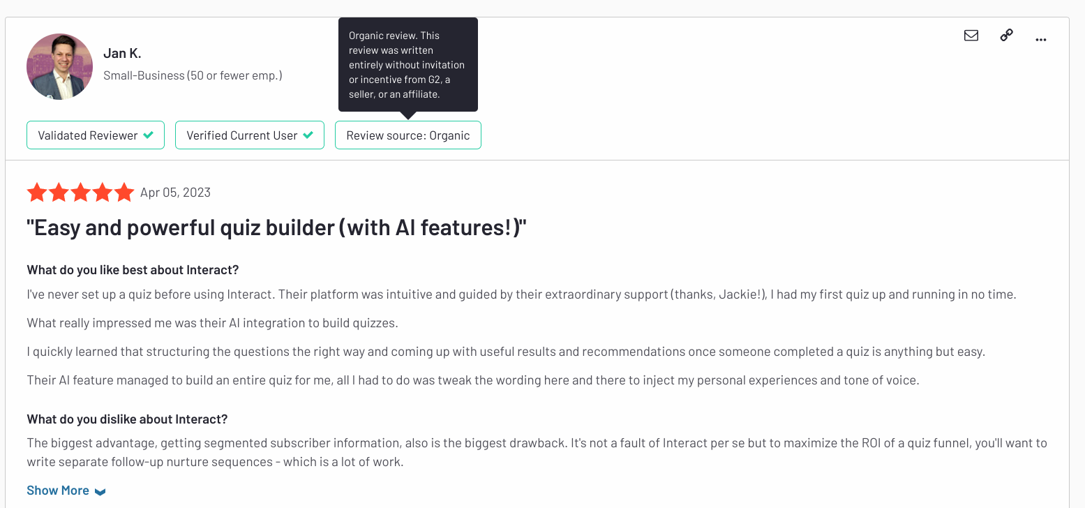 Interact customer opinion