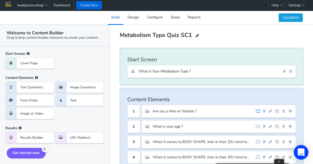 LeadQuizzes best online quiz maker dashboard