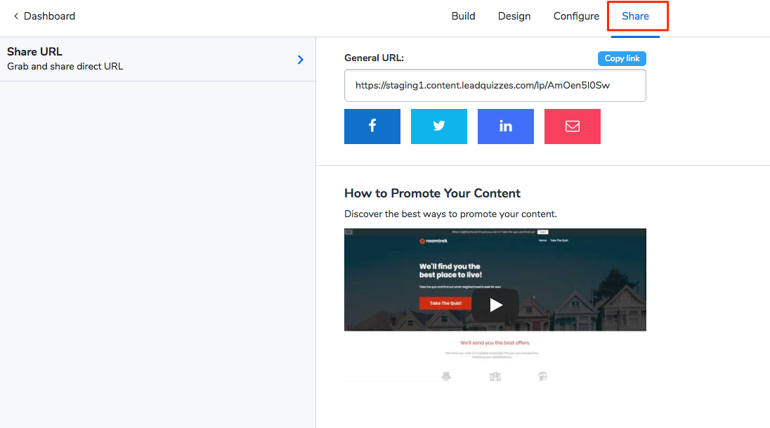 Social media sharing options
