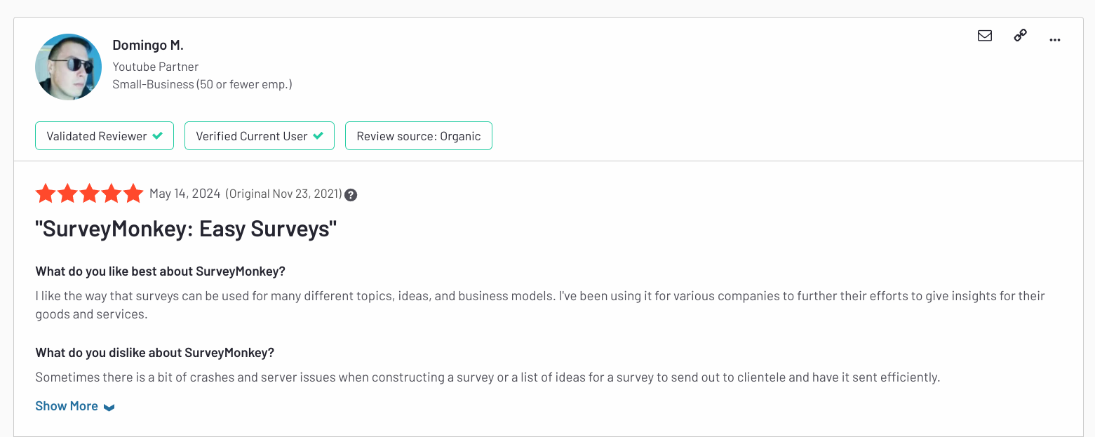 SurveyMonkey customer opinion