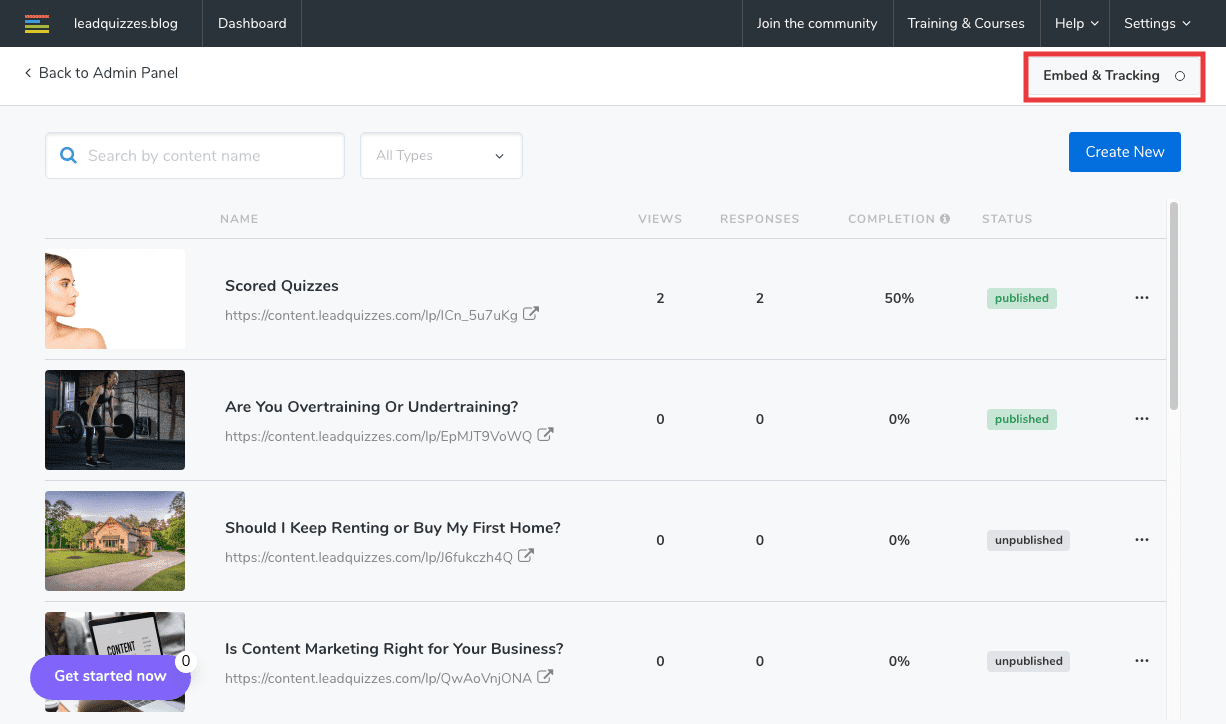 Website embedding options