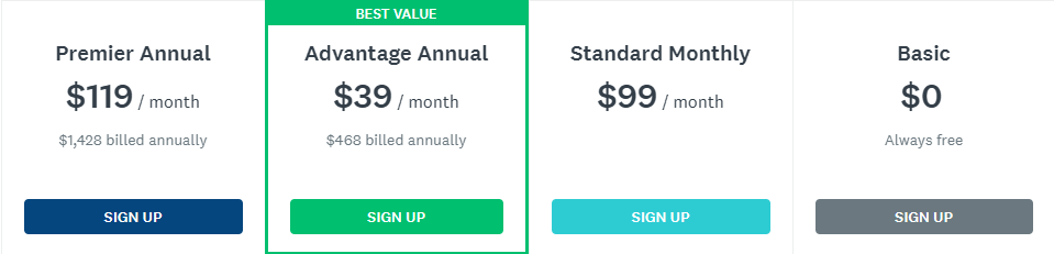SurveyMonkey review - pricing for individuals
