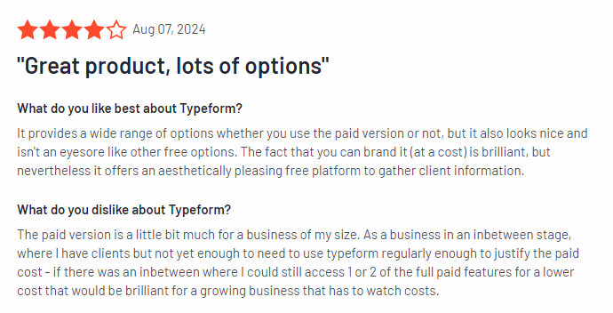 Typeform user review