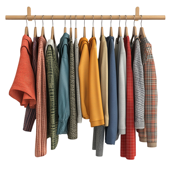 vecteezy clothes hanging on wooden hanger ai generative 48778727 1