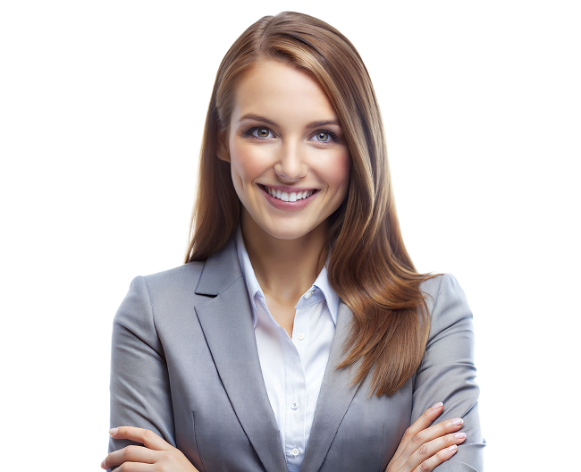 vecteezy a confident businesswoman with long brown hair smiles while 45821565 1