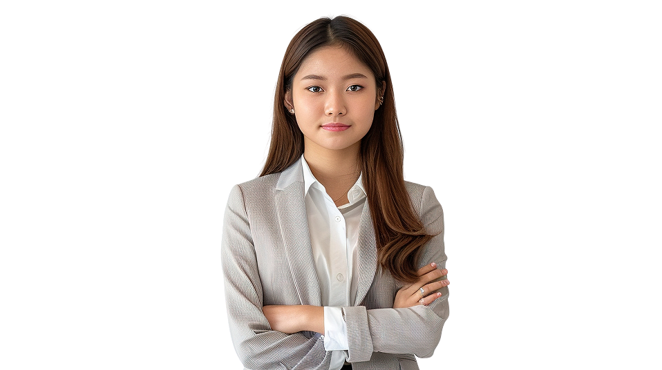 vecteezy a woman in a business suit is standing with her arms 48773468 1