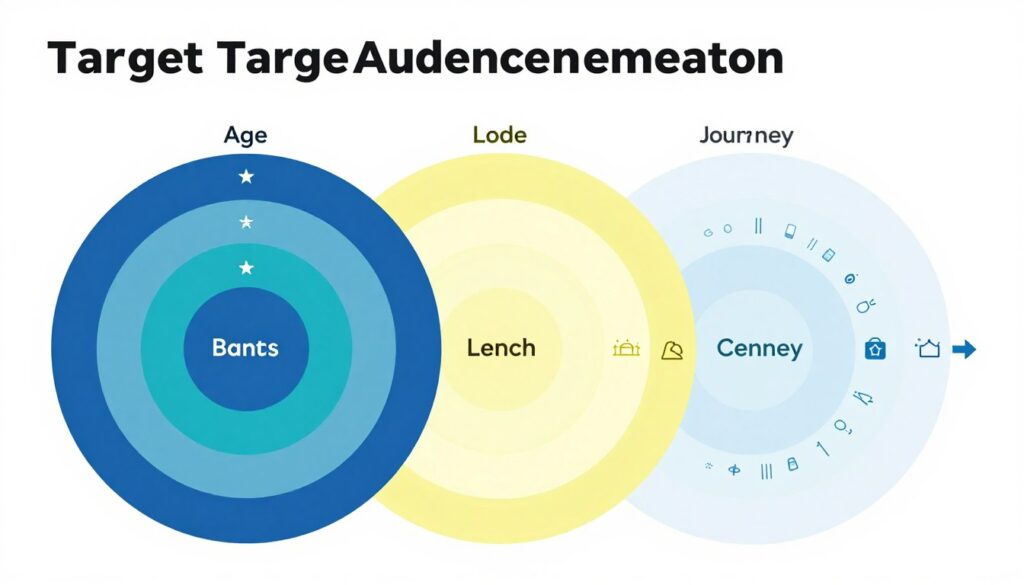 Audience targeting strategy visualization showing demographic and psychographic segments