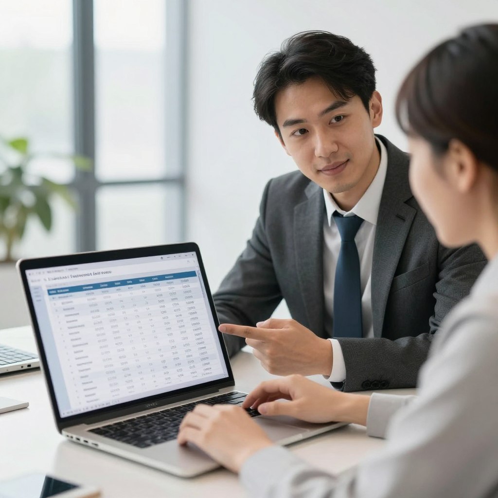 Business consultant reviewing qualified lead information before strategy call