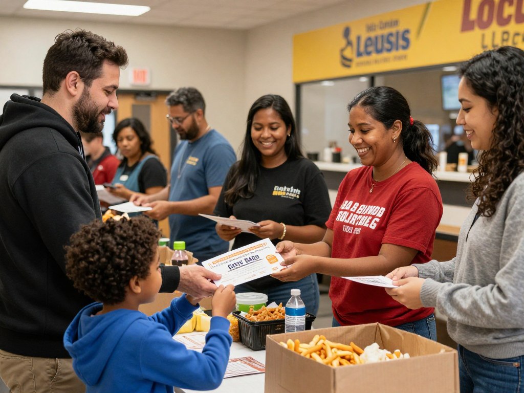 Local community engagement at food giveaway event